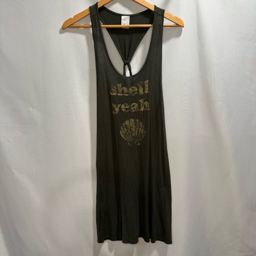 Xhilaration Shell Yeah Graphic Racerback Cover-Up Dress Size Small